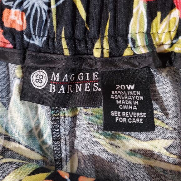 Maggie Barnes Tropical Floral Linen Blend Capri Pants Plus 20W Hawaii Island - Picture 7 of 11
